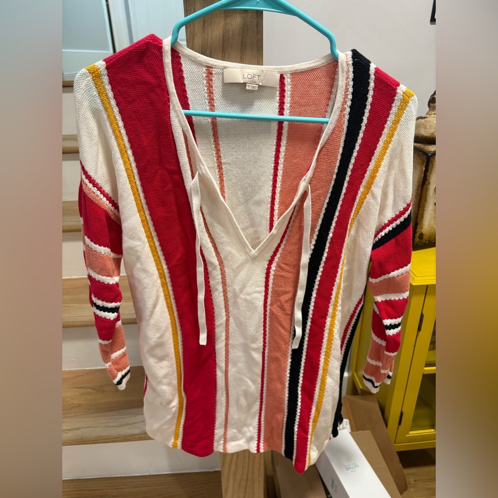 LOFT Multicolor Striped Top - Picture 2 of 3